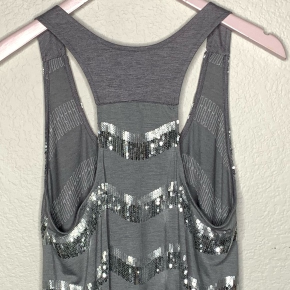 ZOA Grey and Silver Sequin Chevron Striped Tank - Picture 6 of 6